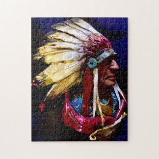 Inheemse "Hunkpapa Chief" zeldzame originele kunst Legpuzzel