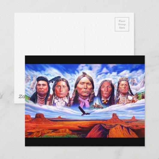 Inheemse illustratie van het Kunstwerk van Amerika Briefkaart (Voorkant / Achterkant)