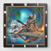 Inheemse Indiaanse geest: fluisteringen van de wil Vierkante Klok (Voorkant)