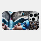 Inheemse Indiaanse vrouw en trouwe wolf iPhone Hoesje (Achterkant horizontaal)