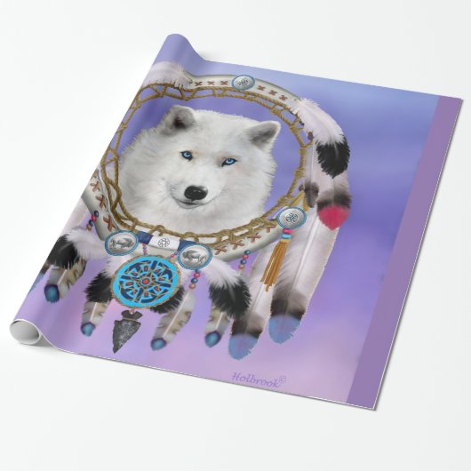 Inheemse Indiaanse Wolf Geest Cadeaupapier (Uitgerold)