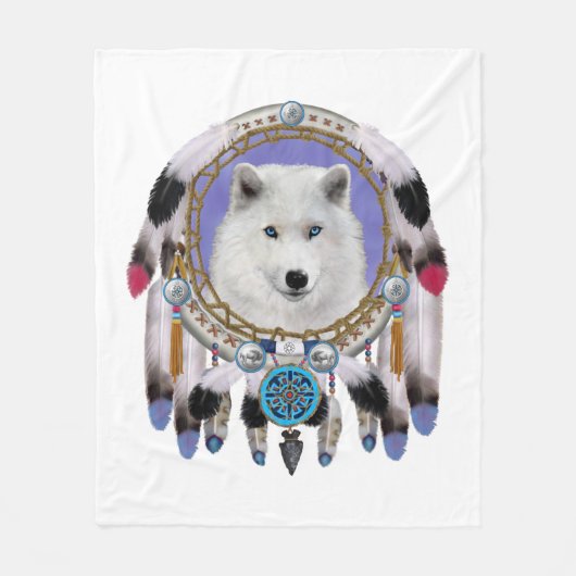 Inheemse Indiaanse Wolf Geest Fleece Deken (Voorkant)