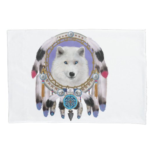 Inheemse Indiaanse Wolf Geest Kussensloop (Voorkant)