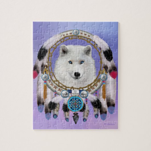 Inheemse Indiaanse Wolf Geest Legpuzzel (Verticaal)
