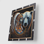 Inheemse Indiase geest en Natuur in de kunst Vierkante Klok (Hoek)