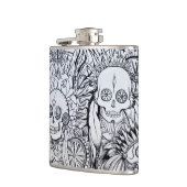 inheemse indiase schedelhip flask gift tattoo stij heupfles (Links)
