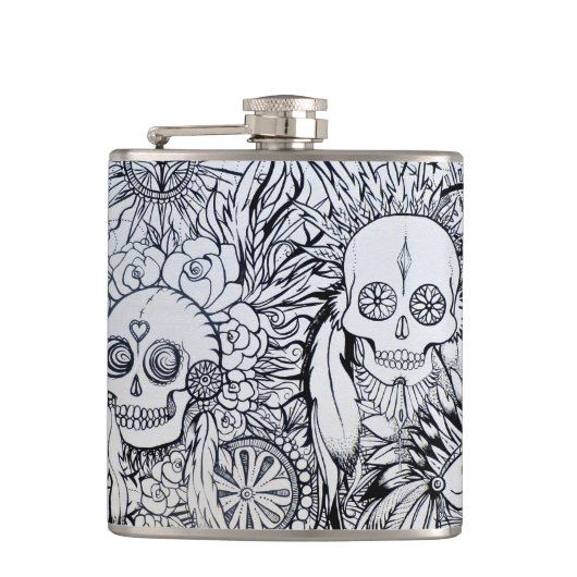 inheemse indiase schedelhip flask gift tattoo stij heupfles (Voorkant)
