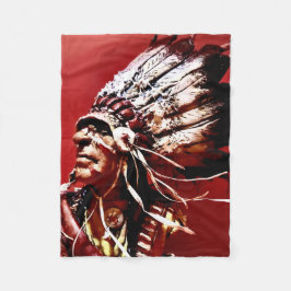 Inheemse "Nez Perce Chief" originele kunst  Fleece Deken