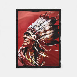Inheemse "Nez Perce Hoofd" originele kunst  Fleece Deken