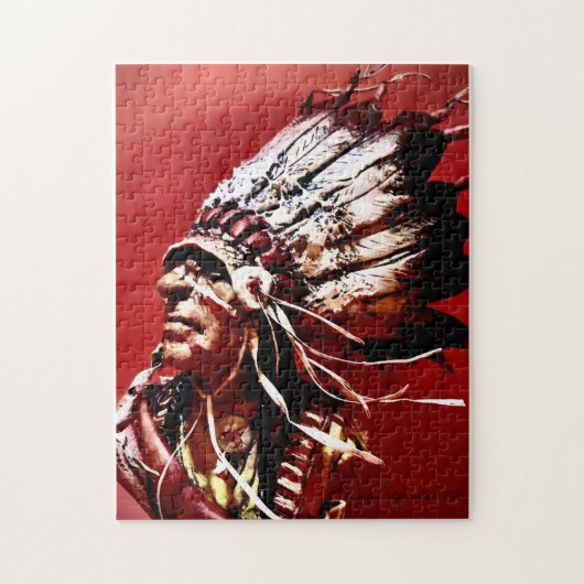 Inheemse "Nez Perce Hoofd" originele kunst Puzzel (Verticaal)