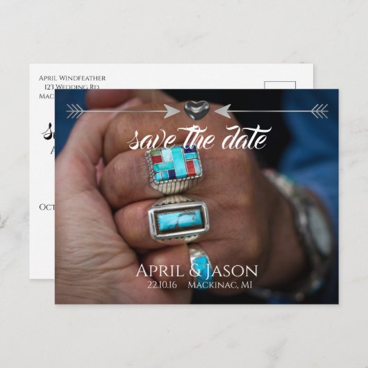 Inheemse Pijlen | Aankondiging "Save the Date" (Voorkant / Achterkant)