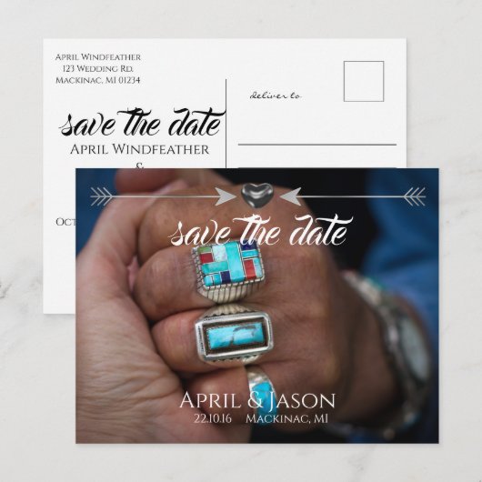 Inheemse Pijlen | Opslagbericht aankondiging datum (Voorkant / Achterkant)