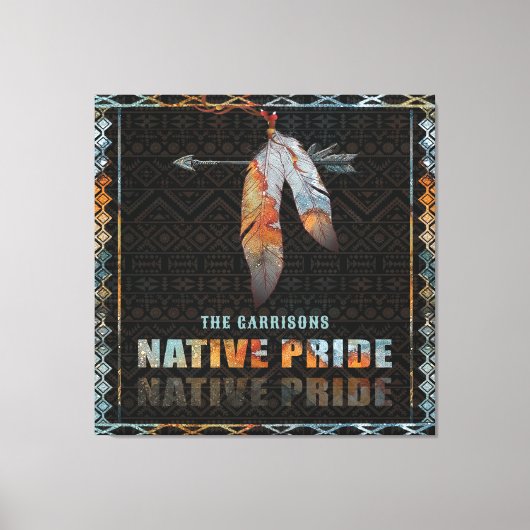 Inheemse Pride Indiase veer Retro Tribal Arrow Canvas Afdruk (Voorkant)
