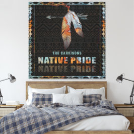 Inheemse Pride Indiase veer Retro Tribal Arrow Canvas Afdruk
