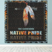 Inheemse Pride Indiase veer Retro Tribal Arrow Canvas Afdruk (Insitu (Houten vloer))