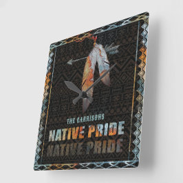 Inheemse Pride Indiase veer Retro Tribal Arrow Vierkante Klok