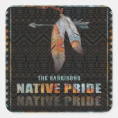 Inheemse Pride Indiase veer Retro Tribal Arrow Vierkante Sticker (Voorkant)