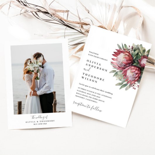 Inheemse Protea Aquarel Bloem Boho Botanisch Kaart