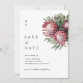 Inheemse Protea Aquarel Bloemige Boho Botanische Save The Date (Voorkant)
