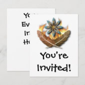 inheemse rode hawk veren en vlammen digitaal kaart (Voorkant / Achterkant)