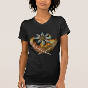 inheemse rode staart havik veren en vlammen digita t-shirt