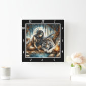 Inheemse sluimer: Tiger's Rest Willow's Embrace Vierkante Klok (Huis)