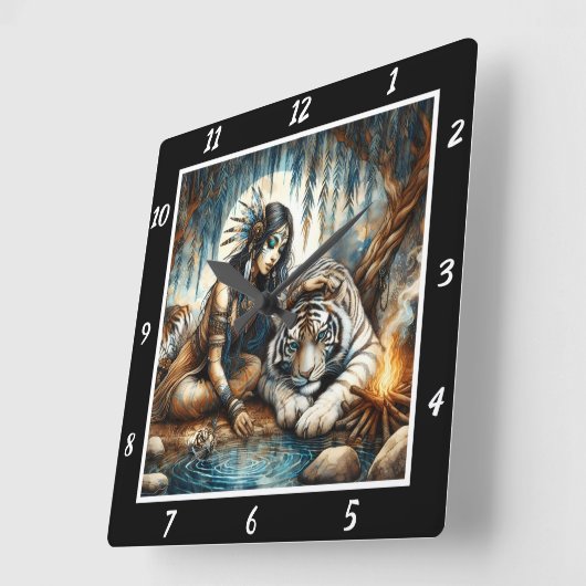 Inheemse sluimer: Tiger's Rest Willow's Embrace Vierkante Klok (Hoek)