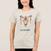 Inheemse Stam Stierhoorns Schedel Tri-Blend Shirt (Voorkant)