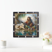 Inheemse Sterrennacht: Pines Echoes Calm Vierkante Klok (Huis)