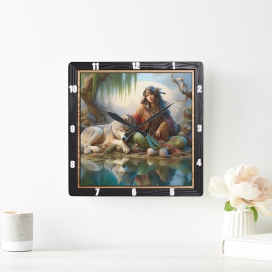 Inheemse Sterrennacht: Pines Echoes Calm Vierkante Klok (Huis)