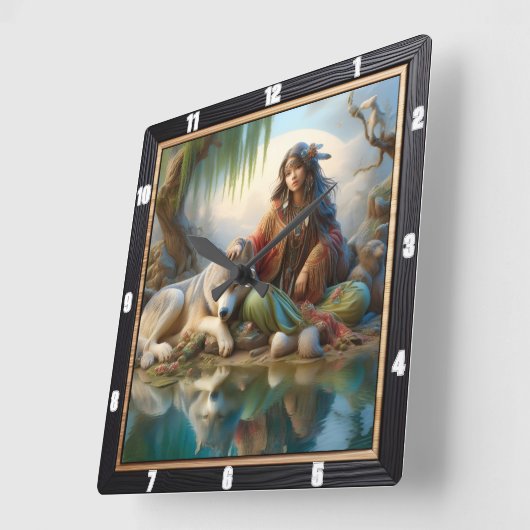 Inheemse Sterrennacht: Pines Echoes Calm Vierkante Klok (Hoek)