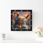 Inheemse stromingen: Eagle's Dive River's Gleam Vierkante Klok (Huis)