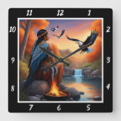 Inheemse stromingen: Eagle's Dive River's Gleam Vierkante Klok (Voorkant)