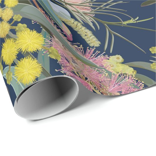 Inheemse Struik Blooms Royal Blue Cadeaupapier (Rol Hoek)