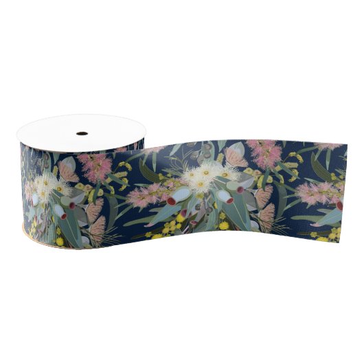 Inheemse Struik Blooms Royal Blue Grosgrain Lint (Spoel)