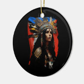 inheemse taino vrouw puertoricaanse vlag caraïben keramisch ornament (Links)