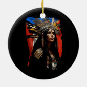 inheemse taino vrouw puertoricaanse vlag caraïben keramisch ornament (Achterkant)