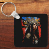 inheemse taino vrouw puertoricaanse vlag caraïben sleutelhanger (Voorkant)