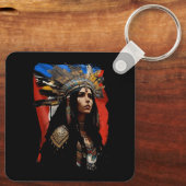 inheemse taino vrouw puertoricaanse vlag caraïben sleutelhanger (Achterkant)