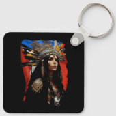 inheemse taino vrouw puertoricaanse vlag caraïben sleutelhanger (Achterkant)