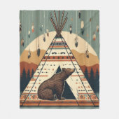 inheemse teepee Beer Tribal Plains Indiase Fleece Deken (Voorkant)