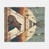 inheemse teepee Beer Tribal Plains Indiase Fleece Deken (Voorkant (Horizontaal))