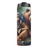 Inheemse vrouw, Beer: felle metgezel Thermosbeker (Voorkant)