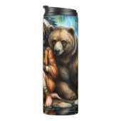 Inheemse vrouw, Beer, kampvuur: stille wateren Thermosbeker (Geroteerd rechts)