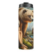 Inheemse vrouw, Beer, Vuur: Aussie Stream Thermosbeker (Voorkant)