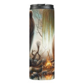 Inheemse vrouw, Beer, Vuur: Personaliseren Thermosbeker (Achterkant)