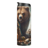 Inheemse vrouw, Beer, Vuur: Personaliseren Thermosbeker (Geroteerd rechts)