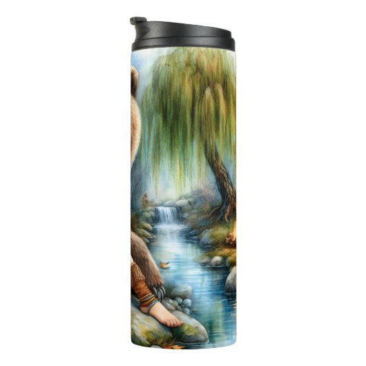 Inheemse vrouw, Beer, vuur: rustige stroom Thermosbeker (Geroteerd rechts)