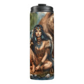 Inheemse vrouw, Beer, Vuur: Spirit Thermosbeker (Voorkant)