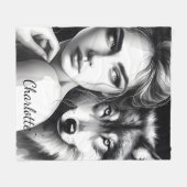 Inheemse vrouw bindt zich met edele wolf fleece deken (Voorkant (Horizontaal))